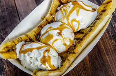 Grilled Bananas with Ice Cream and Caramel